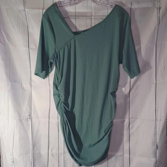 Nine West Tops - Nine West ribbed asymmetrical neckline ruched front casual top